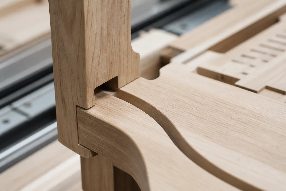 Illustrative CNC-Bearbeitung eines M&ouml;belbauteils